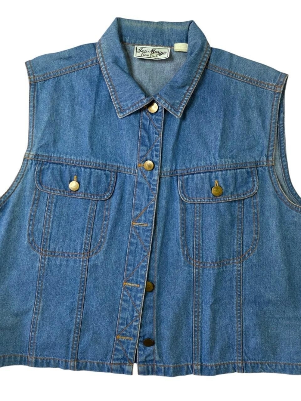 Classic Blue Denim Vest - Sleeveless Women Jeans Top-Size L